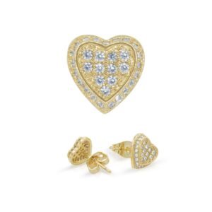 Heart 6 CZ Hip Hop 14K Gold Filled Studs Wholesale Women Jewelry