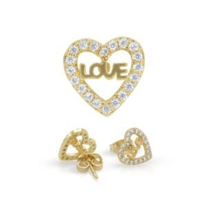 Heart 3 CZ Hip Hop 14K Gold Silver Filled Studs Wholesale Women Jewelry